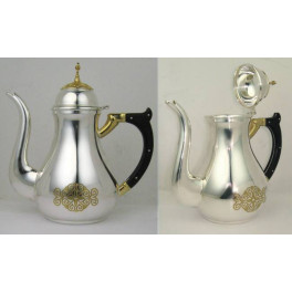Чайник для теплоти латунний в срібленні з фрагментарною позолотою   арт. 2.7.1428лф