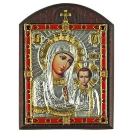 Ікона для автомобіля срібна Образ Божої Матері Казанська  арт. 2.79.0040