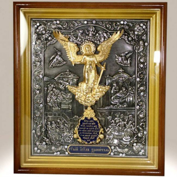 Ікона латів.на дереві "Ангел Хранитель" з оксидуванням і позолотою арт. 2.14.0094л
