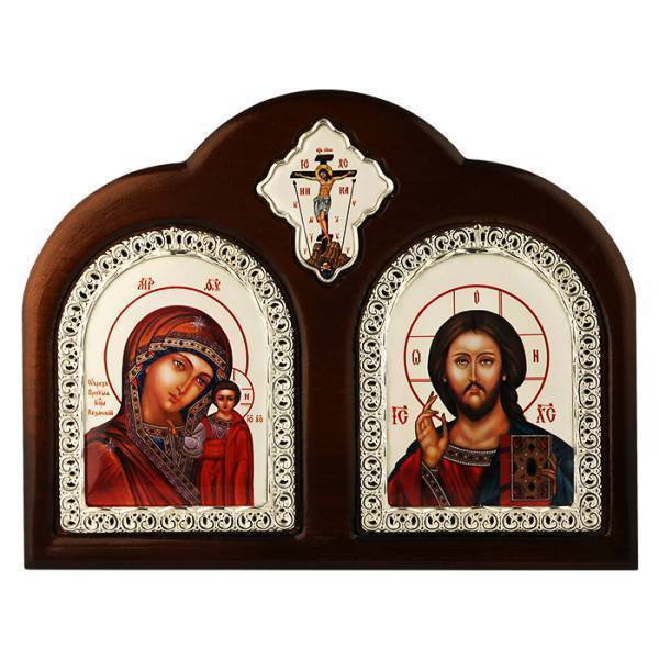 Ікона латунна з образами Спаситель і Казанська  арт. 2.77.0165л