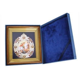 Ікона в дерев'яній рамці з фрагментарною позолотою і емаллю "Георгій Побідоносець"  арт. 2.14.0169лмфэ-6