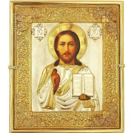 Ікона латунна Спаситель з фрагментальною позолотою  арт. 2.14.0183лф