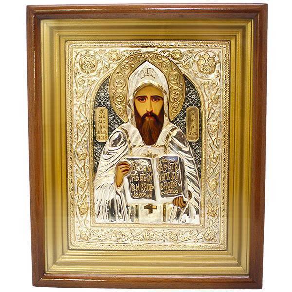 Ікона латунна Св. Кирило з фрагментарною позолотою  арт. 2.14.0184лф