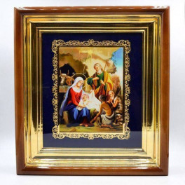 Ікона на дереві "Різдво Христово" з латунним принтом і позолотою арт. 2.14.0133лп-94