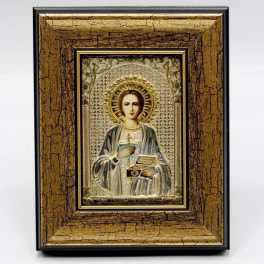 Ікона латунна Св. Пантелеймон з фрагментарною позолотою арт. 2.14.0206лф