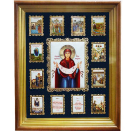 Ікона настінна покров Богородиці з іншими шанованими іконами  арт. 2.14.0160лп