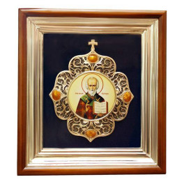 Ікона в дерев'яній рамці з емаллю і принтом  арт. 2.14.0103лжэ