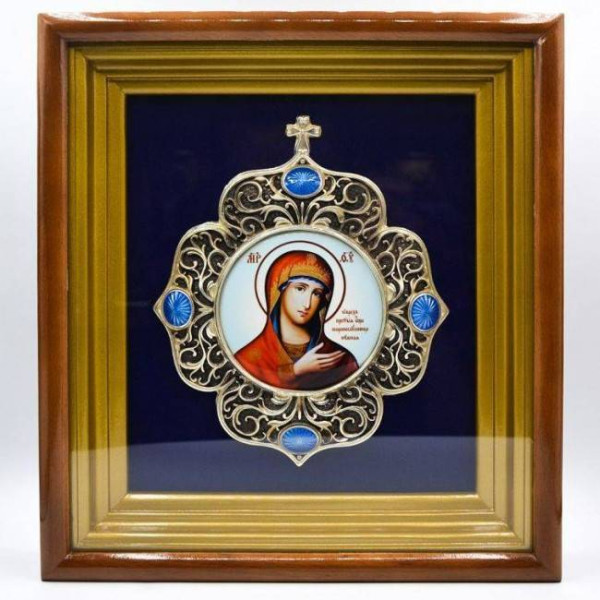 Ікона латунна в дерев'яній рамці з емаллю і принтом арт. 2.14.0103лэ