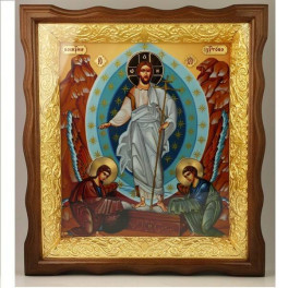 Ікона на дереві латунна Воскресіння Христа  арт. 2.14.0207лпж-45