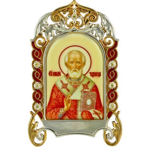 Ікона настільна срібна Образ святителя Миколи Чудотворця  арт. 2.76.0405