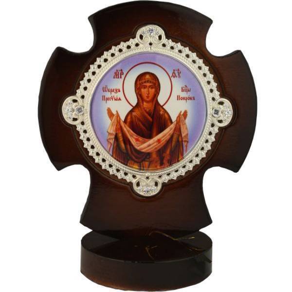Ікона латунна з принтом покров Пресвятої Богородиці  арт. 2.78.01158л