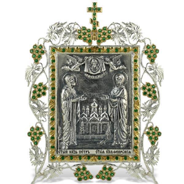 Ікона настільна срібна Образ святих Петра і Февронії  арт. 2.72.0064