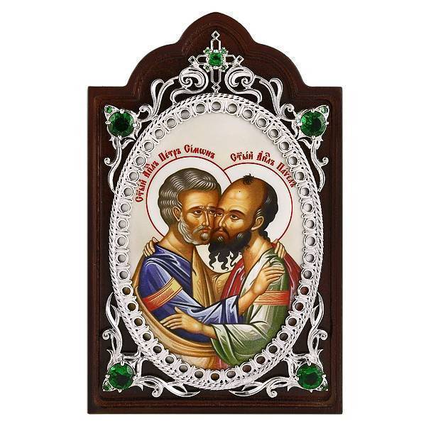 Ікона латунна на дереві Апостол Петро і Павло  арт. 2.78.0661л