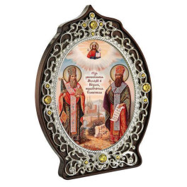 Ікона латунна Св рівноапостольний Кирило і Мефодій  арт. 2.78.0931л