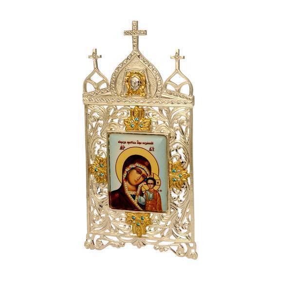 Ікона настільна латунна в срібленні Богородиця Казанська  арт. 2.73.0004л-2