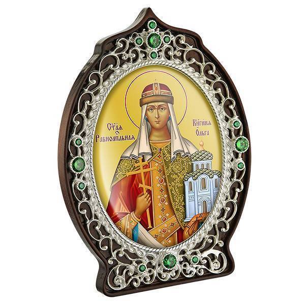 Ікона латунна на дереві Велика княгиня Ольга  арт. 2.78.0932л