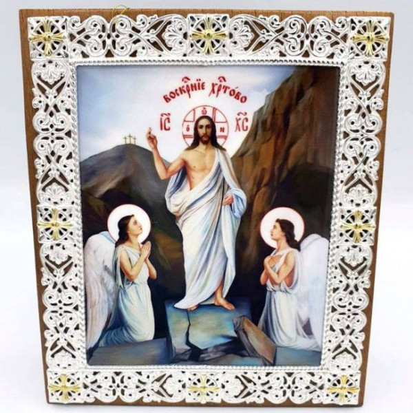 Ікона латунна на дереві "Воскресіння Христово" арт. 2.78.02945л