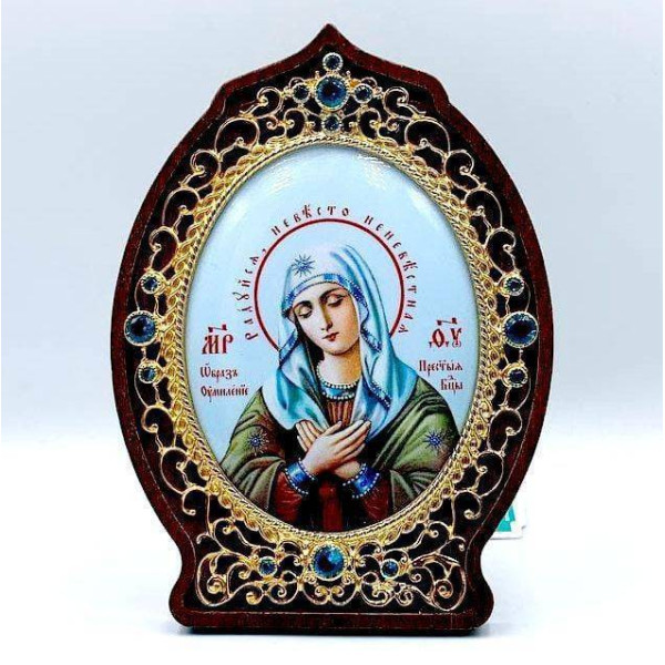 Ікона латунна Образ Богородиці Розчулення в позолоті арт. 2.78.0922лп