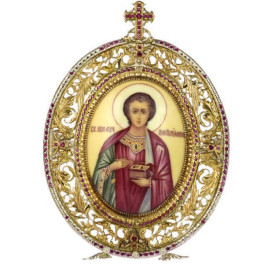 Ікона срібна настільна святого великомученика і цілителя Пантелеймона  арт. 2.78.0116