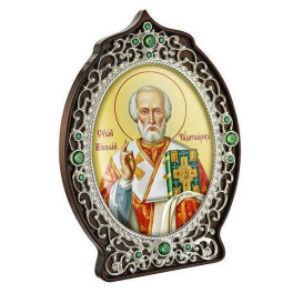 Ікона латунна на дереві Святий Миколай Чудотворець  арт. 2.78.0905л