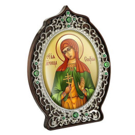 Ікона латунна на дереві Свята мучениця Софія  арт. 2.78.0947л