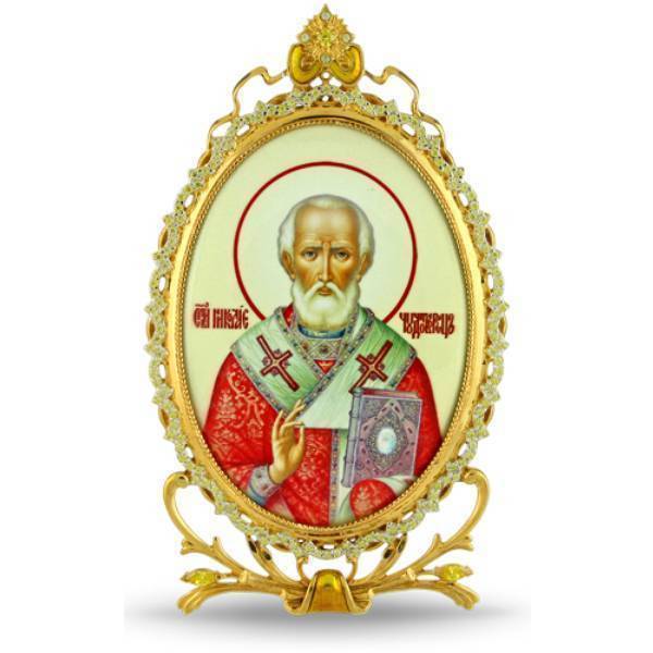 Ікона настільна срібна Образ святителя Миколи Чудотворця  арт. 2.78.0305
