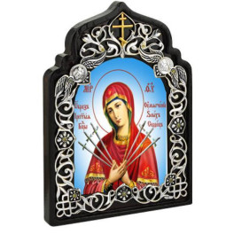 Ікона настільна латунна Богородиця Зм'якшування злих сердець  арт. 2.78.0809л