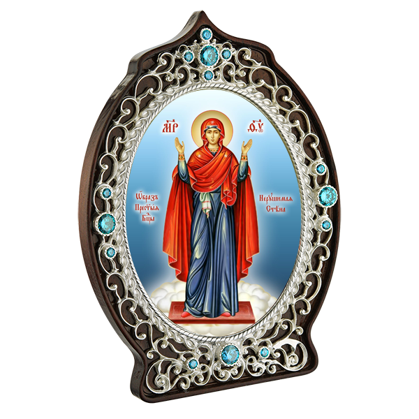 Ікона латунна Божої Матері Незламна стіна в позолоті   арт. 2.78.0976лп