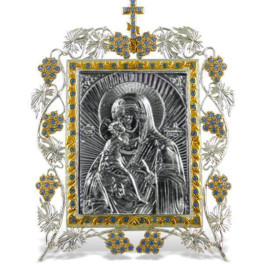 Ікона срібна настільна з образом Божої матері Володимирської  арт. 2.72.0025