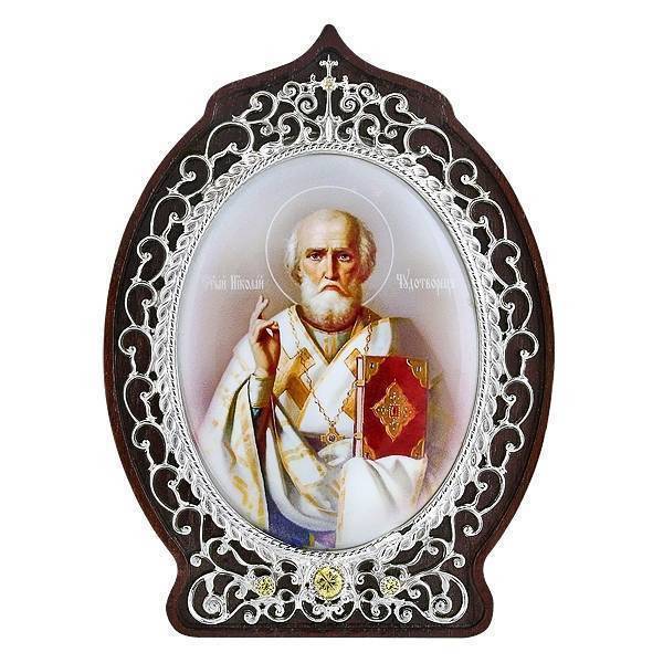 Ікона срібна на дереві Святий Миколай Чудотворець  арт. 2.78.0505
