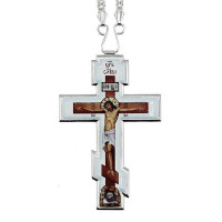 Хрест латуні в срібленні з ланцюгом арт. 2.10.0403л-2^1л