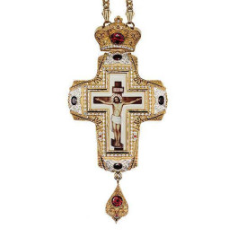 Хрест латунний в позолоті з принтом і з ланцюгом арт. 2.10.0333лпф-2^1лп