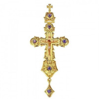Хрест для священнослужителя латунний з принтом позолочений арт. 2.10.0001лп-2