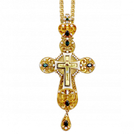 Хрест для священика латунний позолочений з ланцюгом арт. 2.10.0050лп-2^1лп