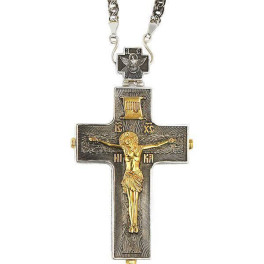 Хрест срібний з фрагментарною позолотою і з ланцюгом  арт. 2.10.0269ф^93