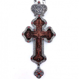 Хрест латунний з оксидуванням, дерев'яним чином і ланцюгом арт. 2.10.0420лр-13^1лр