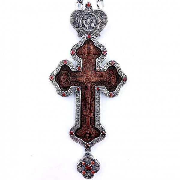 Хрест латунний з оксидуванням, дерев'яним чином і ланцюгом арт. 2.10.0420лр-13^1лр