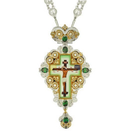 Хрест з ланцюгом для священика латунний з декором  арт. 2.10.0149лф-2^35л