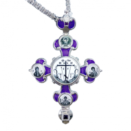 Хрест латунний у срібленні з деколью, емаллю та ланцюгом арт. 2.10.0360лэ-2^1л