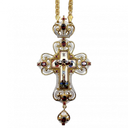 Хрест латунний в позолоті з деколью і з ланцюгом арт. 2.10.0410лп-2^1лп