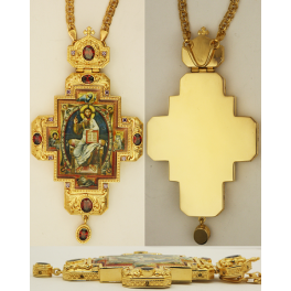 Хрест латунний в позолоті з принтом і з ланцюгом арт. 2.10.0321лп-2^1лп