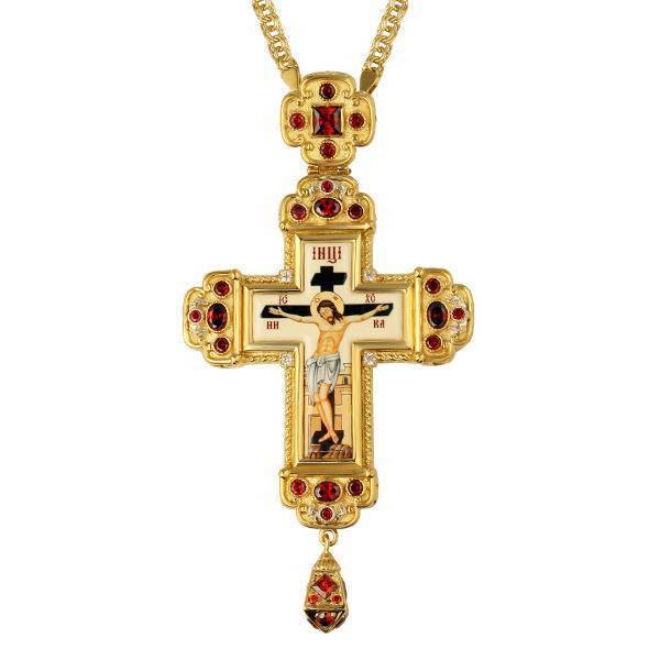 Хрест для священнослужителя з латуні позолочений з ланцюгом арт. 2.10.0237лп-2^1лп