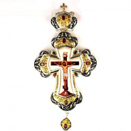Хрест латунний з фрагментарною позолотою, з деколью і зі вставками   арт. 2.10.0390лфр-2