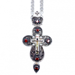 Хрест для священнослужителя латунний у срібленні з ланцюгом арт. 2.10.0444лр-2^1л