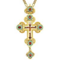 Хрест для священика латунний позолочений з ланцюгом арт. BJ0132LP-2+1LP
