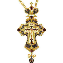 Хрест латунний в позолоті з принтом і з ланцюгом арт. 2.10.0281лпр-2^1лп
