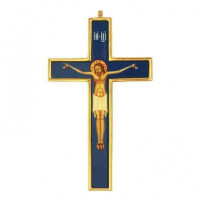 Хрест латунний в позолоті з принтом арт. BJ0292LP-2