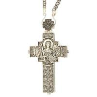 Хрест-мощовик наперсний латунний у срібленні з ланцюгом арт. BJ0304LR+1L Хрест-мощовик наперсний латунний у срібленні з ланцюгом арт. BJ0304LR+1L