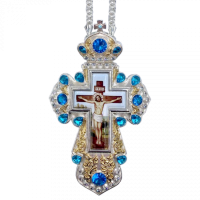 Хрест наперсний латунний з фрагментарною позолотою і з ланцюгом арт. BJ0326LF-2+1L Хрест наперсний латунний з фрагментарною позолотою і з ланцюгом арт. BJ0326LF-2+1L