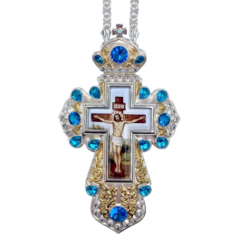 Хрест латунний з фрагментарною позолотою з принтом і з ланцюгом арт. 2.10.0326лф-2^1л